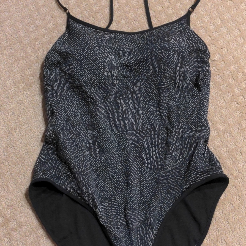 Athleta black pattern one-piece
